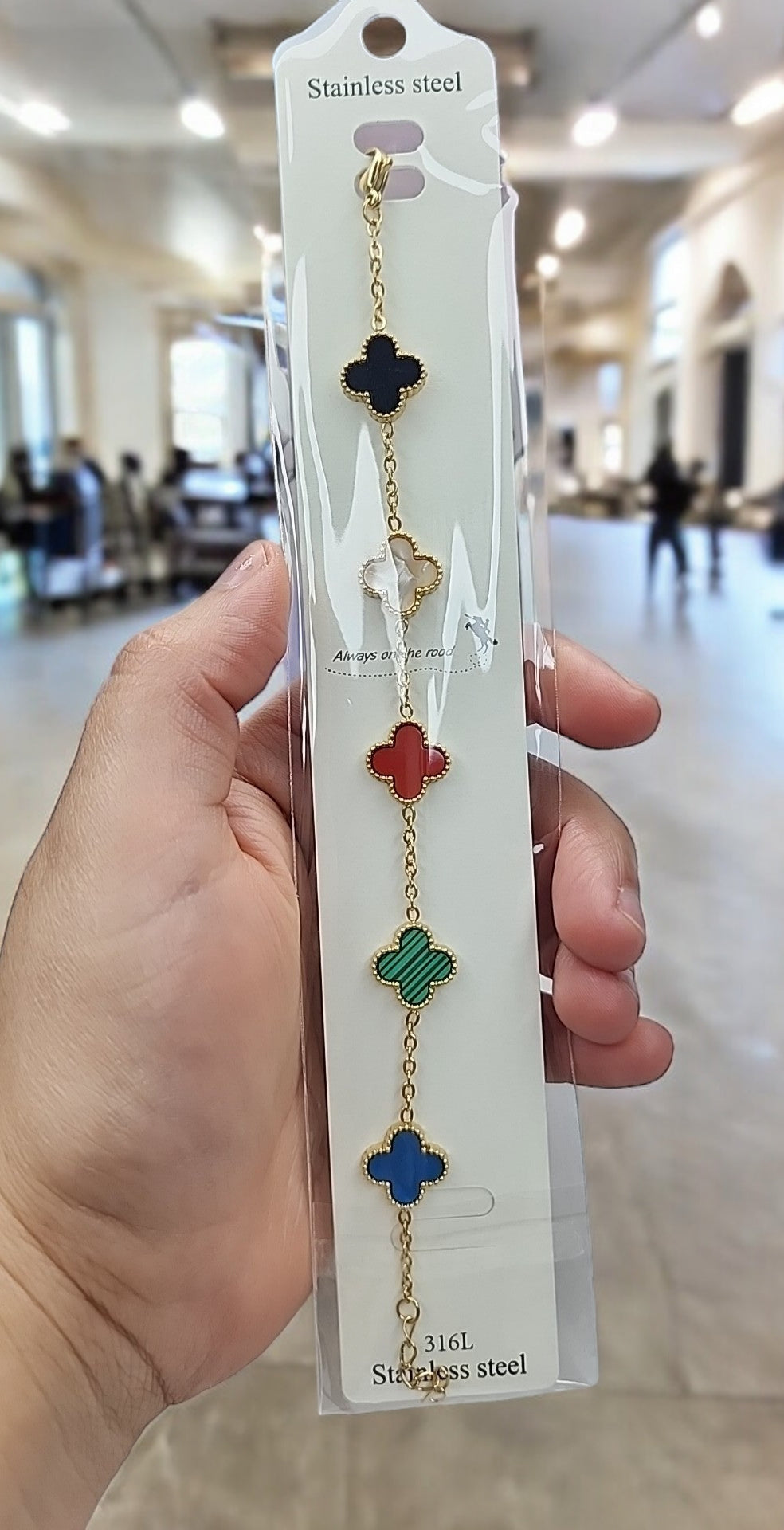 Multicolor Clover Bracelet – 5-Stone Premium 316L Stainless Steel